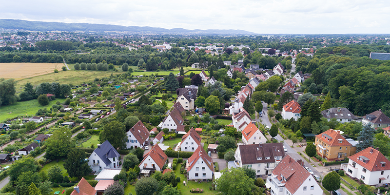 Blick auf eine Wohnsiedlung